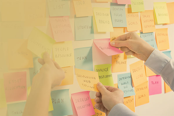 sticky notes on whiteboard