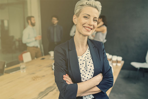 confident businesswoman in conference room